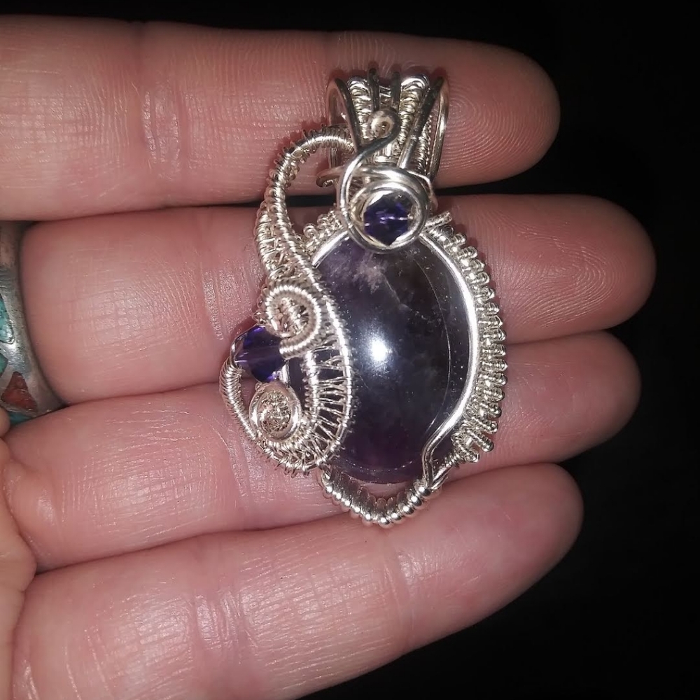 Amethyst Necklace Pendant.  Wirewrapped. Handmade